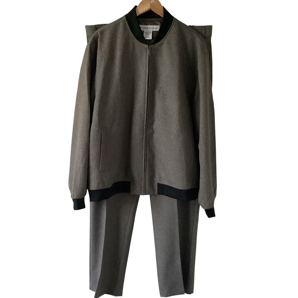 Irvine Park Mens Tracksuit Heather/Charcoal Gray Full Zip Bomber Jacket Pants XL